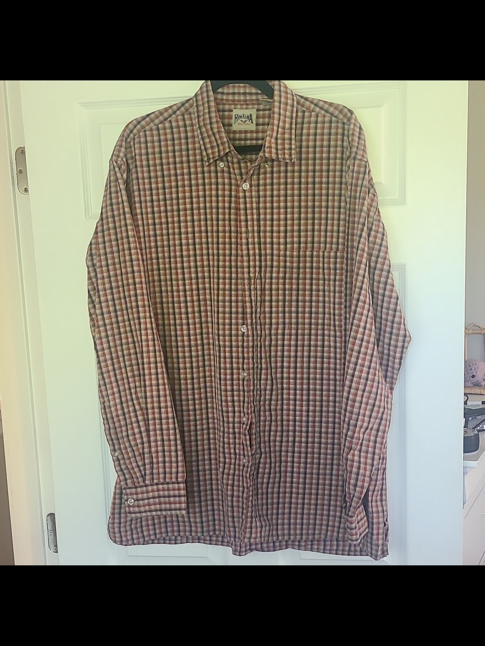 Vintage Himalaya Outfitters Brown/Red Plaid Long Sleeve Cotton Shirt Men’s XLT